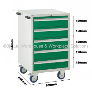 Euroslide Storage Cabinet Mobile 5 Drawers